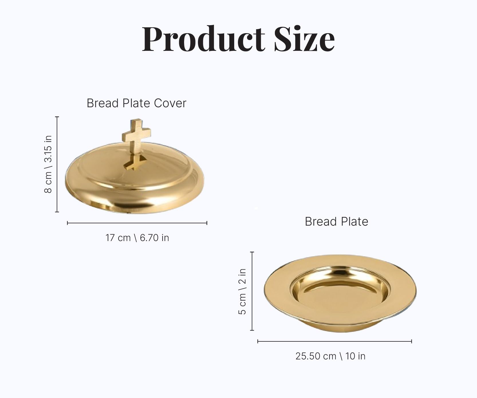 Communion Ware Holy - Plato de pan apilable con tapa, acero inoxidable (espejo de latón)