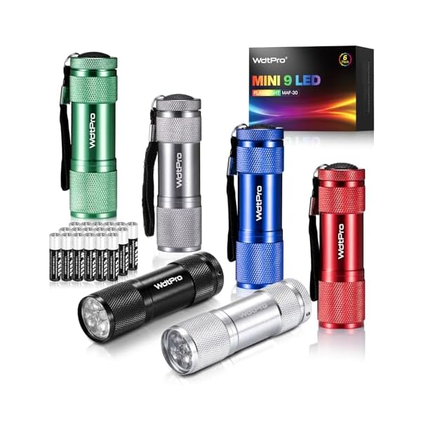WdtPro LED Mini Flashlights, Super Bright Flashlight with Lanyard, Assorted Colors – Best Tac Torch Light for Kids, Night Reading, Power Outages, Camping(6 Pack)