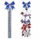 Aileam Cheer Bow Holder, Glitter Rhinestones Bling Hair Bow Organizer for Girls, 10-clasp Blue Cheer Stuff Bow Accessories for Teen Softball Football Cheerleader Sports, School, Senior