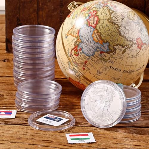 600 cápsulas redondas para monedas de 19mm, caja transparente miniatura 3
