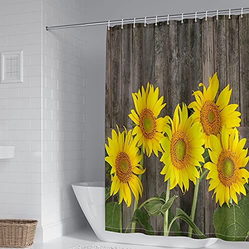 Rideau de douche 150x200cm en polyester KnSam imprimé tournesols - 2
