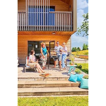 RÖSLE Elektrogrill BBQ-Portable Videro E2-P, tragbarer Tischgrill mit 2 Brennern, Warmhalterost und Deckel mit Glaseinsatz, pulverbeschichteter Stahl, schwarz/silbern – Bild 8