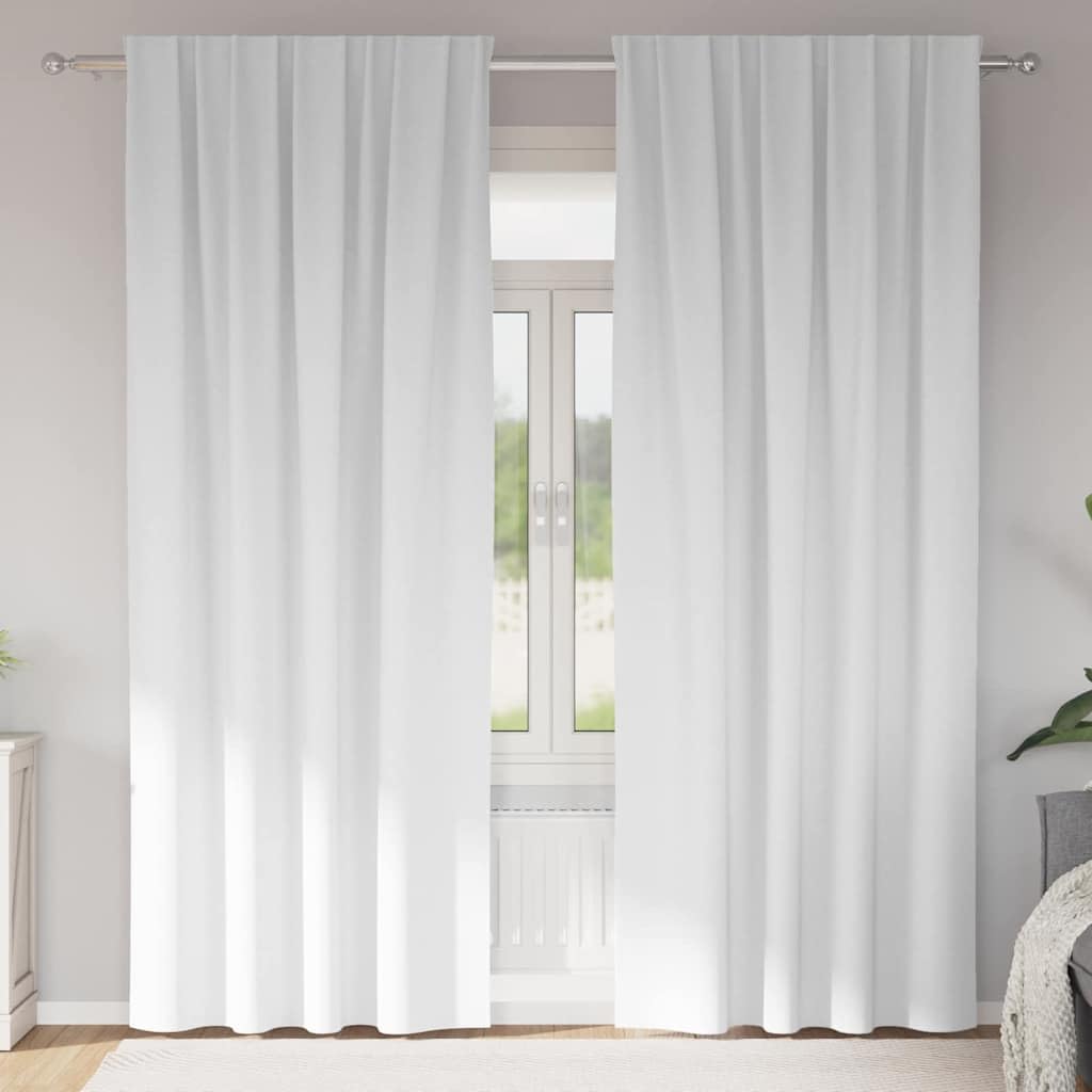 Cortinas opacas con anillas de poliéster blanco puro, 245 x 140 cm, 2 unidades, opacas y bufandas, para salón, dormitorio, habitación de los niños, protección visual eficaz y protección solar