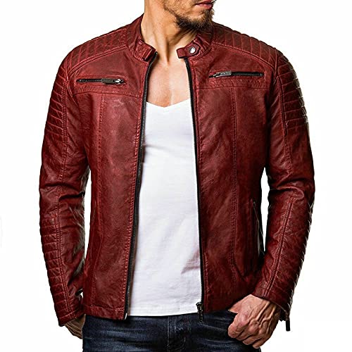 NUSGEAR 2022 Hombres Chaqueta de Cuero,Invierno otoño Cuero de la Piel PU Chaqueta de béisbol Abrigo de Pieles Impermeable a Prueba de Viento Ropa de moto Chaqueta Talla grande caliente Chaqueta