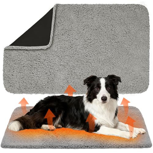 2 Pack Self Warming Dog Mats – 36'×24' Thermal Heating Pet Pads for Medium & Large Dogs, Soft Thick & Cozy for Extra Warmth, Washable, Non-Electric & Non-Slip Crate Beds for Indoor Outdoor Use