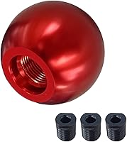 BDZMC Red Aluminum Alloy Round Ball Gear Shift Knob - Universal M8/M10/M12 Adapters for Most Manual Cars