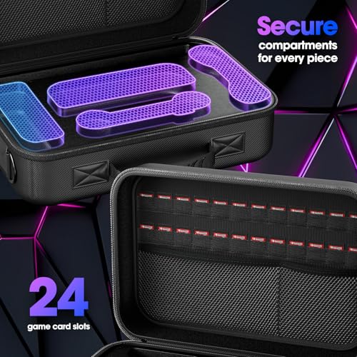 ProCase Nintendo Switch 2 ケース 収納バッグ 大容量 ゲームカード24枚収納可 ドック、ACアダプター、Joy-Con、ケーブルなどのすべての付属品を収納可能 耐衝撃 持ち運び 仕分け収納