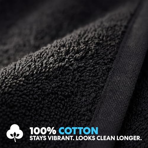 Image of Simpli-Magic Cotton Hand Towels, 16 inchx27 inch, Black, Not Bleach Proof, 12 Count