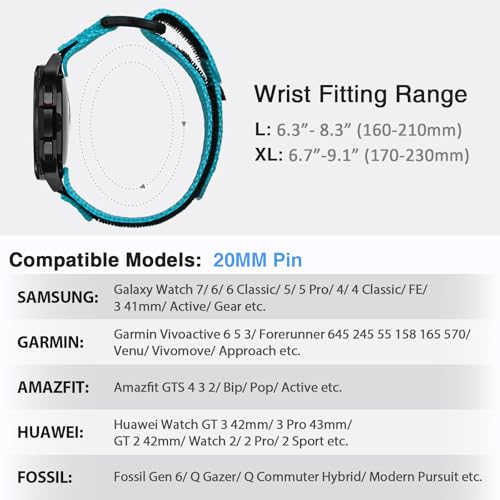 Image of Nereides Compatible with Samsung Galaxy Watch 3 45mm Band, Rugged Nylon Sports Strap with Woven Loop Design, 22mm Tough Replacement Band