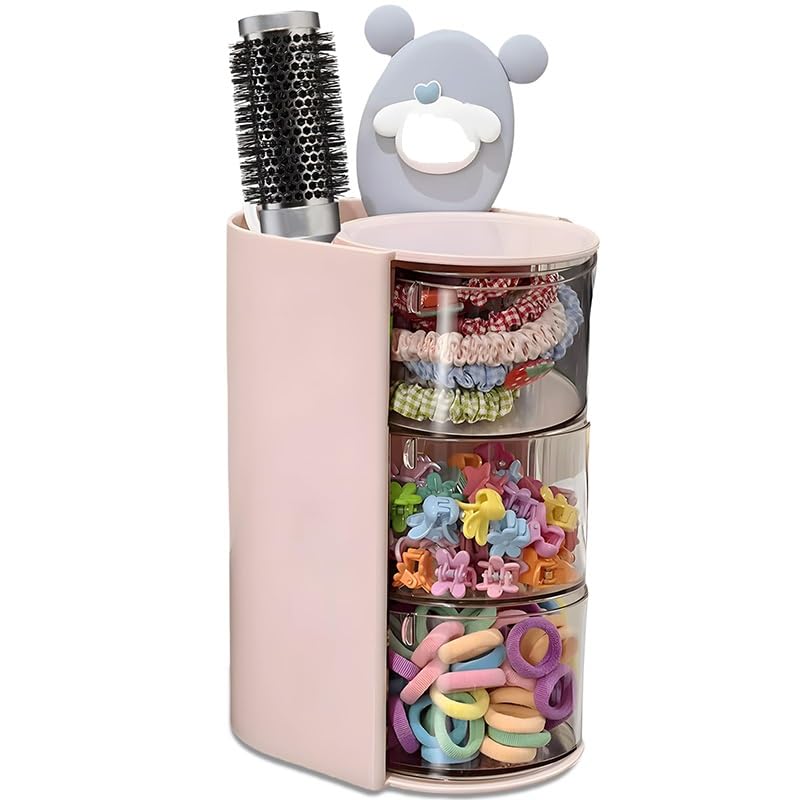 Organisateur de Accessoires de Cheveux Qxiao 3 Couches Transparent Organiseur de Bijoux Plastique Support de Rangement pour Serre-Tête Organiseur de Cordon de Cheveux...