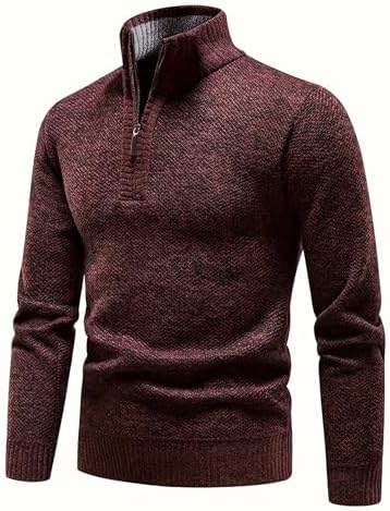 JMKEY Suéter Masculino Inverno Outono Forrado com Lã Gola Alta Me...