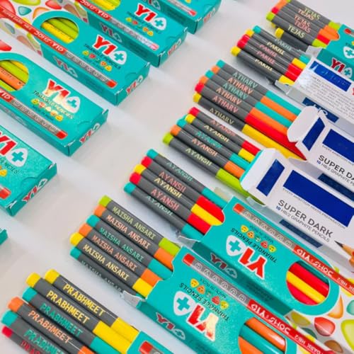 Image of ncgifts Personalized Pencils with Name for Kids 20 Pcs - Customized Name Pencil Set for Kids with Free Eraser & Sharpener - Engraved Name Ideal for School, Birthday & Return Gifts