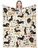 Dachshund Blanket Gifts for Wiener Dog Lovers Soft Flannel Dachshund Throw Blanket Birthday Stuff Gifts Decor for Kids Adults 50"X40"