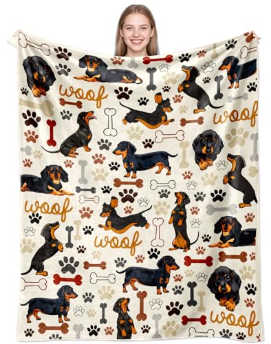 Dachshund Blanket Gifts for Wiener Dog Lovers Soft Flannel Dachshund Throw Blanket Birthday Stuff Gifts Decor for Kids Adults 50"X40"