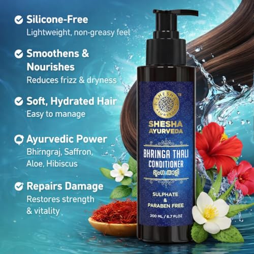 Image of Shesha Ayurveda Bhringa Thali Ayurvedic Shampoo & Conditioner Combo Kit (Sulphate & Paraben Free) 200 ML Each