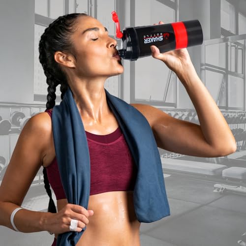 Image of XTK Shaker Bottle 16OZ Protein Shaker Bottles with Mix Ball Portable Sports Water Bottle Leak Proof GYM Cup for Protein Mixes with Storage & Pill Organizer, Ideal for Pre Workout,BPA Free (Red)