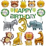 🦁【Hochwertiges Material】Deko 3. Geburtstag Junge Der Ballon besteht aus hochwertigem Aluminiumfolienmaterial, das dick und langlebig ist und lange aufgeblasen bleiben kann. Darüber hinaus sind alle im Paket enthaltenen Zubehörteile wiederverwendbar.