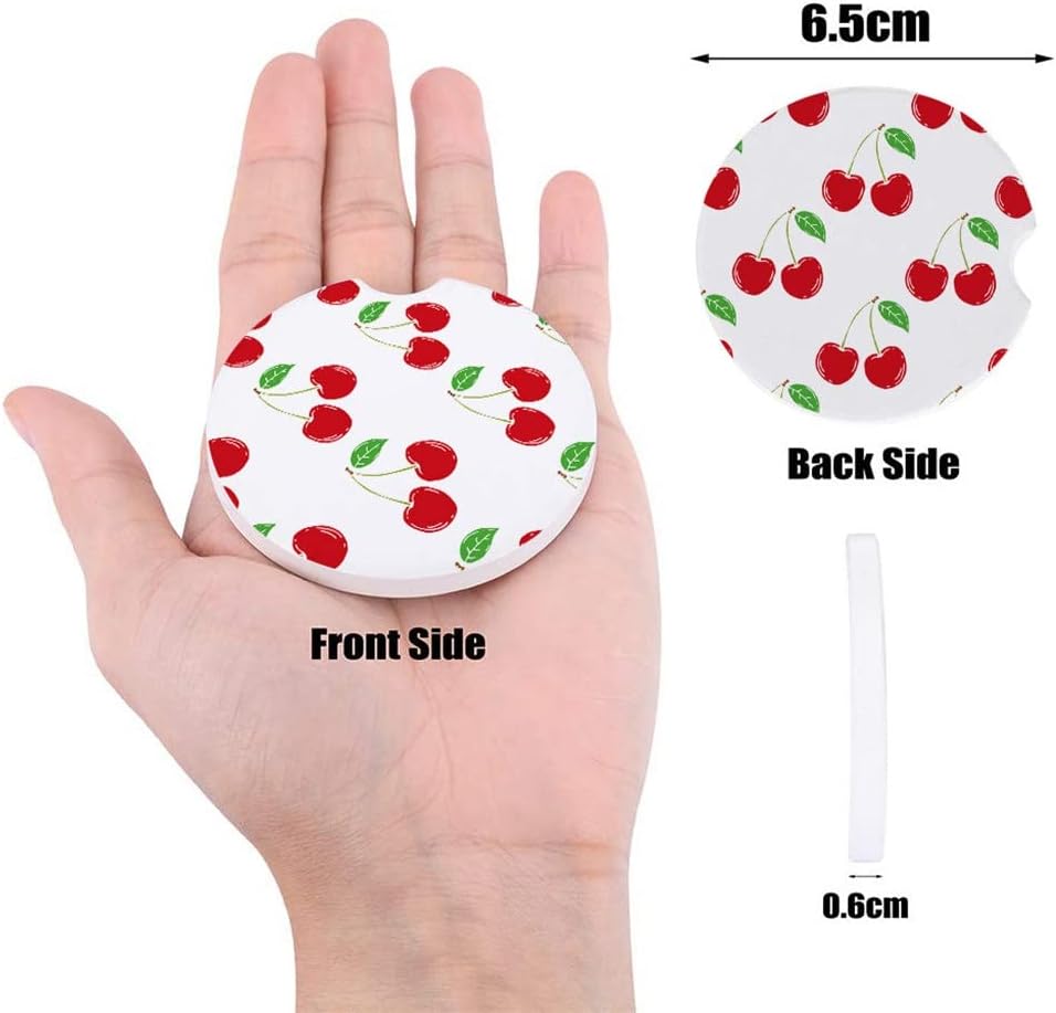 Red Cherry Cartoon Car Drink Coaster Table Placemats Coffee Mug Cup Ceramics Coasters Pads Mats