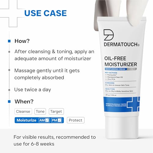 Image of DERMATOUCH Oil-Free Moisturiser - Lightweight Hydration | Non-Greasy Daily Moisture Care | Helps Maintain Skin Balance | 30g