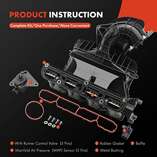 A-Premium - Intake Manifold With Runner Control Valve & Map Sensor - Compatible With Chrysler, Dodge, Jeep Vehicles - 2.4L 2.0L 1.8L - Avenger, Caliber, Compass, Journey, Patriot, Sebring - 2007-2017 #TOP2