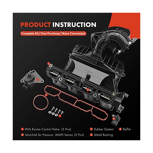 A-Premium Intake Manifold With Runner Control Valve & MAP Sensor - Compatible with Chrysler, Dodge, Jeep Vehicles - Avenger, Caliber, Compass, Journey, Patriot, Sebring - 2007-2017 - 2.4L 2.0L 1.8L - Image 4