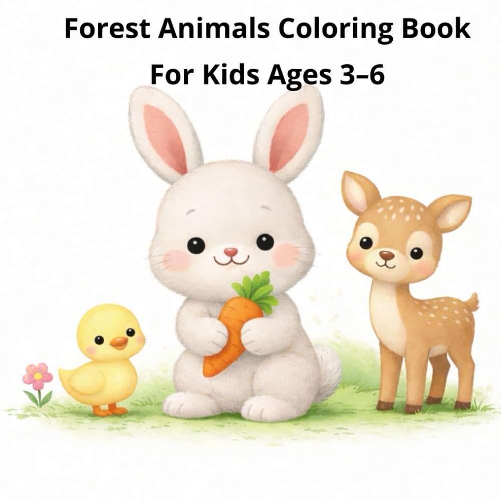Forest Animals Coloring Book For Kids Ages 3–6