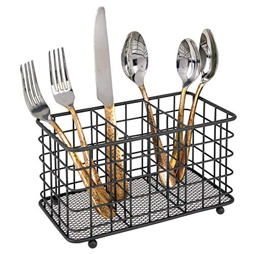 mDesign Farmhouse Modern Metal Wire Cutlery and Utensil Storage Organizer Bin for Kitchen