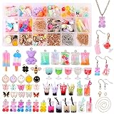 MJARTORIA Charms Anhänger Set, selber machen Schmuckanhänger Resin Anhänger Charms Bubble Tea, Einhorn, Schmetterling, Bär Basteln für Ohrringe Armband Halskette Schlüsselanhänger DIY Geschenk