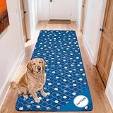 Fostanfly Washable Dog Pee Pads, 1 Pack 24''x72''(2x6ft) Non Slip Reusable Puppy Pee Pads with Great Urine Absorption, Dog Mats for Whelping, Potty, Runner Rug for Hallway, Entryway, Bedroom, Blue