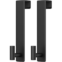 PMMASTO 10 Inch Extended Over The Door Hooks 2-Pack, Rustproof Stainless Steel Door Hanger with Non-Slip Pads for Bathroom Kitchen Entryway Black, Fits 1-3/4" Thick Door, T Shape 2 Pack