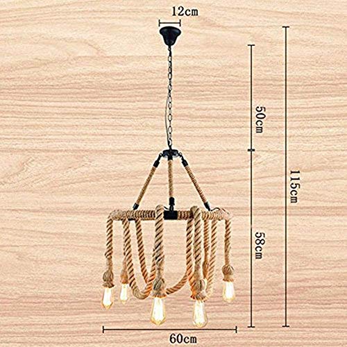 Chandelier corde de chanvre E27 style industriel rétro à 6 têtes de robinet - 6