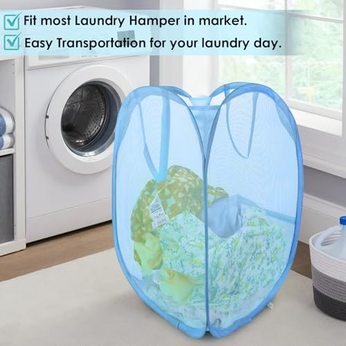Image of Mesh Laundry Foldable Basket 2 Pc (28 x50 cm)- Breathable, Sturdy, Foldable, and Space-Saving Design for Clothes and Storage. (2, 2 Pcs SMALL (28X28X50) - Black /Sky /Royal /Red)