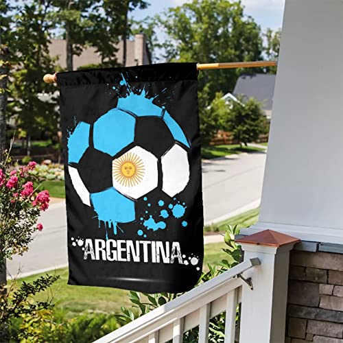 Soccer Ball With Argentina National Flag Colors Garden Flag 12" X 18" Outdoor Indoor Decorative Sports Game Football Design Double Sided Flag Banner For Courtyard Terrace Lawn Decor Soccer Fans Gifts #TOP6