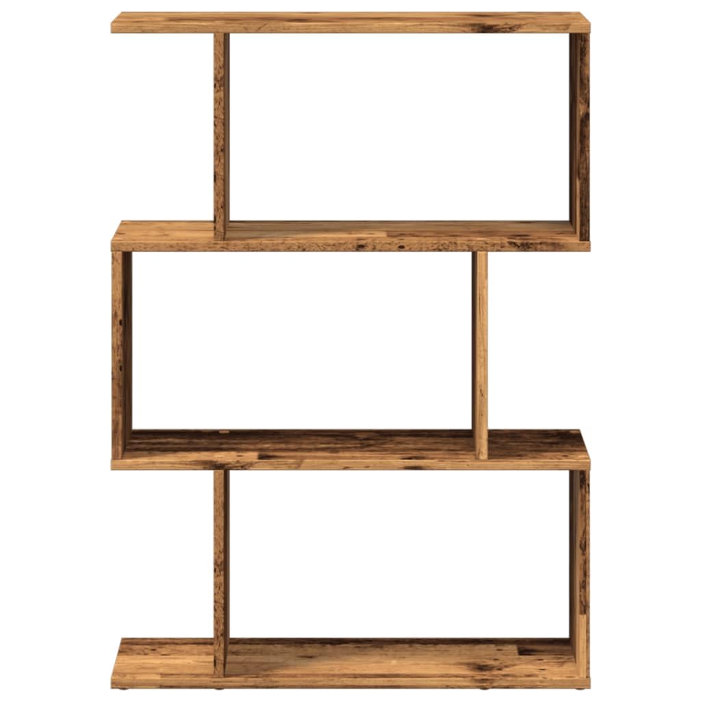 Scaffale divisorio a 3 scomparti, effetto legno anticato, 70 x 24 x 97 cm, scaffale per soggiorno, ufficio, camera da letto, con spazio flessibile ed elegante