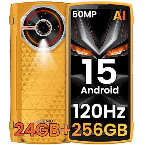 LAGENIO Panther 2 Pro Smartphone Portable Incassable, 24GO+256GO/1To TF, Android 15 Téléphone Incassable, 50MP+8MP, 5150 mAh, 6.7