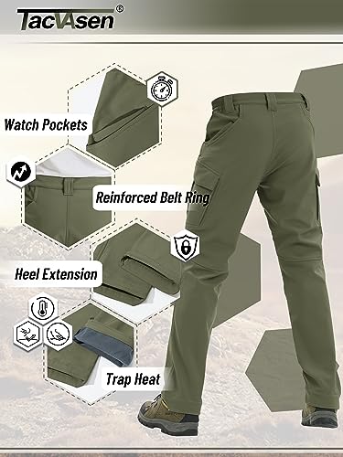 Tacvasen Mens Military Pants Slim Fit Cargo Pants For Men Hiking Winter Warm Trousers With Insulated Warm Thermal Softshell Men's Hunting Pants #TOP2