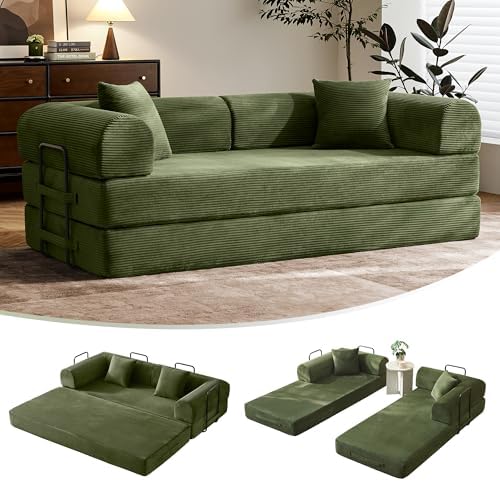 79" Convertible Sofa Bed with Fixed-Shape Frame & Removable Armre...