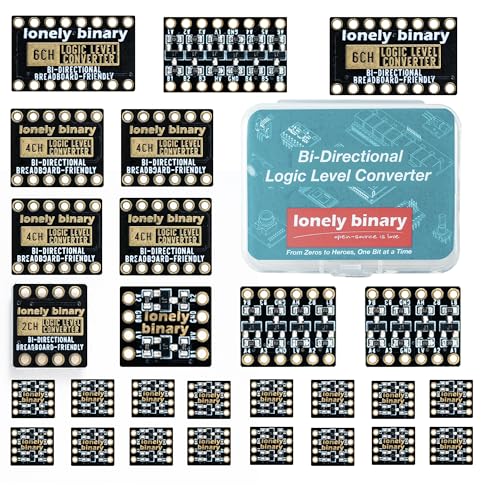 Image of LONELY BINARY 27-Pack Logic Level Converter 2 /4 /6 Channel 3.3V to 5V | 18x 2-ch + 6x 4-ch + 3x 6-ch; bi-directional, auto-direction; I2C, SPI, UART; 2.54mm, breadboard; for Arduino, ESP32, Pico