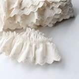 Generic 1 Meter Ivory Cotton Embroidered Ruffled Lace Trim Clothes Skirt Decoration Materials 7cm Wide 1meter