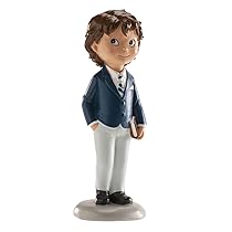 dekora – Figura Decorativa per la Prima Comunione del Ragazzo – Realizzata in Resina – Ornamento per Torte – 13 cm – Design Originale e Dettagliato – Adatto al Contatto Alimentare