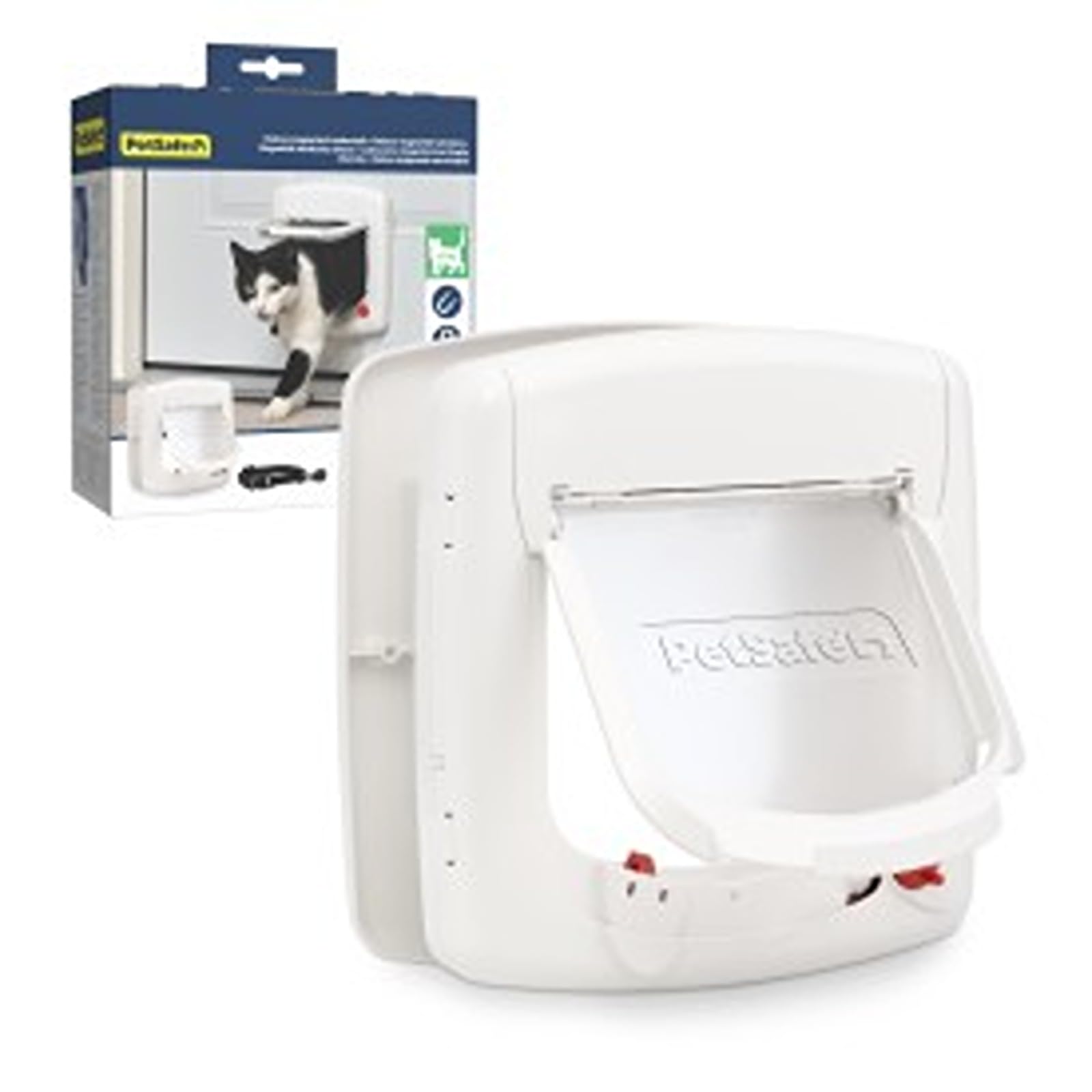 PetSafe Staywell Magnetische Katzenklappe Deluxe, Magnet-Schlüssel gibt nur Ihrer Katze Zugang - hält fremde Tiere draußen, mit 4 Verschlussoptionen, für Katzen bis zu 7 kg, Weiß