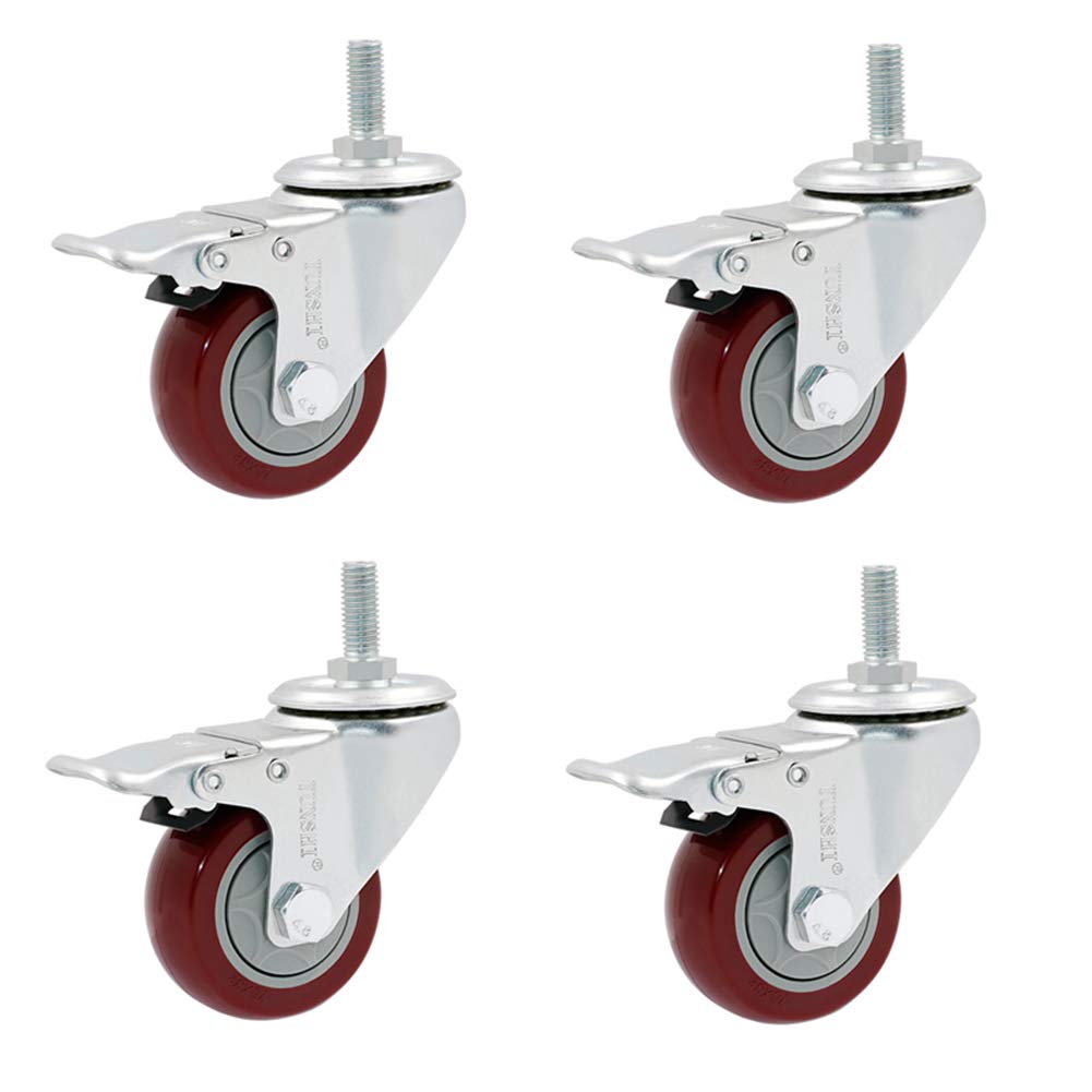 Buy Heavy duty caster PVC rubber wheel, threaded rod industrial caster