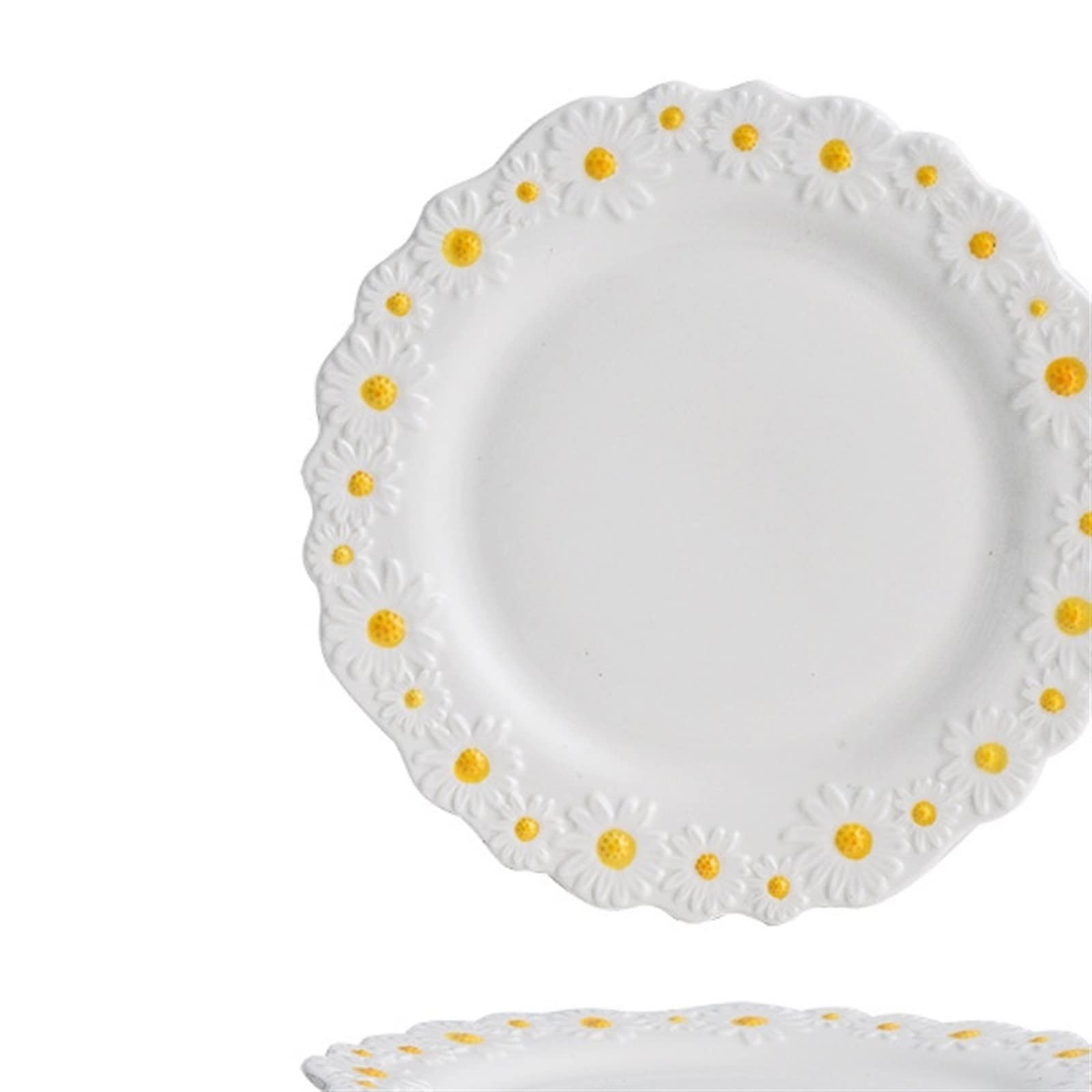 Talerze Obiadowe, Ceramiczne Talerze Deserowe W Kształcie Stokrotek, Salaterki, Naczynia Stołowe, Dania Obiadowe, Steki, Taca Na Przekąski, Biała Porcelana, Na