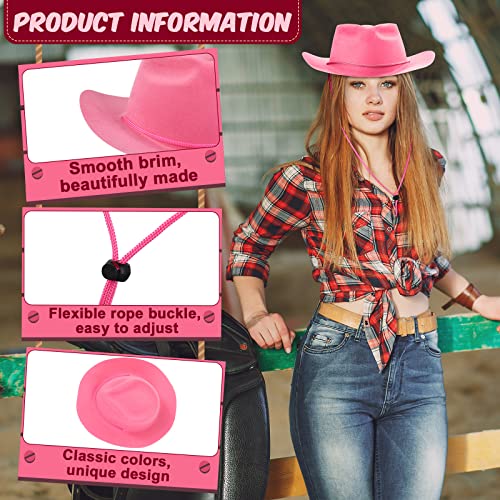 Image of Mepase Cowboy Hats Bulk Felt Western Party Wide Brimmed Cowgirl Hats Set for Adults Men Women Costume Party