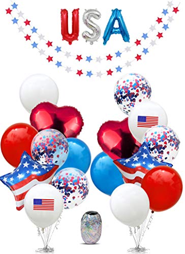 Patriotic decorations, 4th of July Decor, Fourth of July Decor, Independence Day Decorations, Memorial Day, Military Homecomings, Patriotic, Red White and Blue Decorations, Star Garlands Decor, US America Flag, USA American Flags, Garland, Mylar Foil
