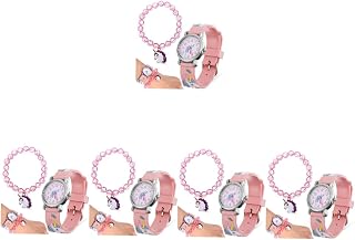 5 Conjuntos De Pulseira De Relógio Infantil Relógio Infantil Pulseira De Contas Presente Pulseira Infantil Meninas Relógios De Plástico Relógios Infantis Relógios De Moda Para