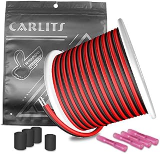 CARLITS 50FT 18AWG Extension Cable Wire Cord 15m Stranded Tinned Pure Copper 18 gauge 2 wire Red&Black Hookup Electrical Wire 12V/24V DC for Led Strips Single Color 3528 5050 2835,Ribbon Tape Lighting