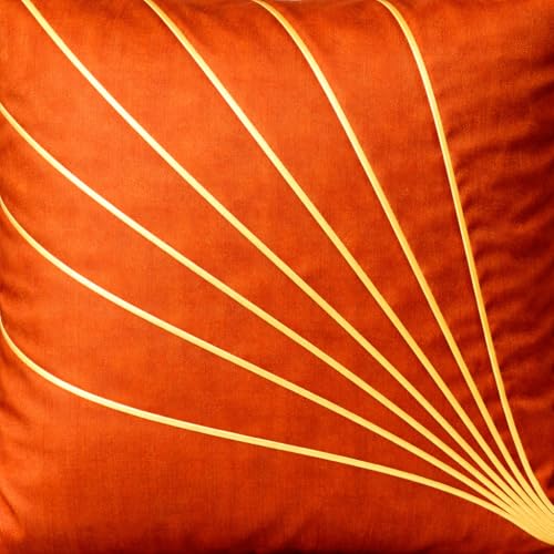 Image of LOFEY Dupion Silk Cushion Cover, 16 x 16 Inch (40 x 40 cm), Decorative Sofa Pillow Cover, Zipper Closure (2, Rust)