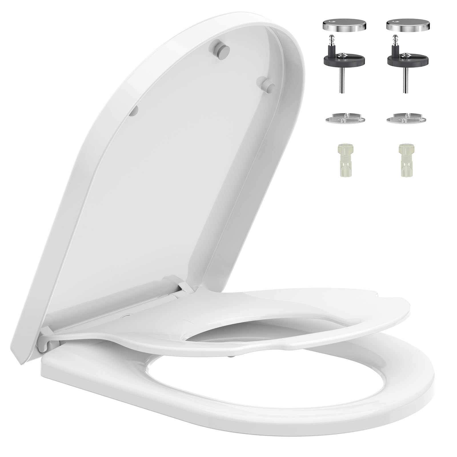 Rainsworth Nano Glaze Toilettensitz Kinder Form D,Urea Formaldehyd Wc Sitz Mit Absenkautomatik,Ergonomisch Gestalteter Toilettendeckel der nicht vergilbt,Universal Weiße Klodeckel