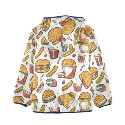 Fast Food Hamburger Girls Fleece Jacket Girls Fall Jacket Boys Coats Zip Up Hoodie Children Sherpa Warm Outerwear 2-10T2